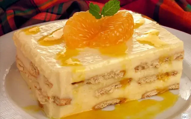 Pavê cremoso de tangerina
