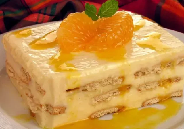 Pavê cremoso de tangerina